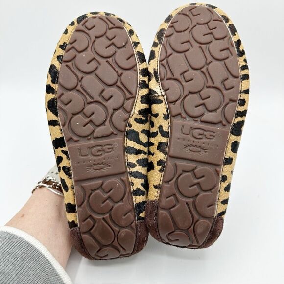 UGG Ansley exotic calf skin cheetah sheepskin lined slipper moccasin Sz 6‎ - Picture 13 of 16